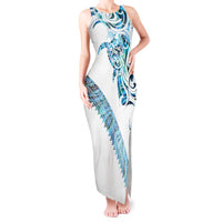Kahui Whetu Paua shell Kowhaiwhai Taniko Personalised Tank Maxi Dress Turtle Tattoo Maori Tribal Style LT9 Women Blue - Polynesian Pride
