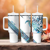 Kahui Whetu Paua shell Kowhaiwhai Taniko Personalised Tumbler With Handle Turtle Tattoo Maori Tribal Style LT9 - Polynesian Pride