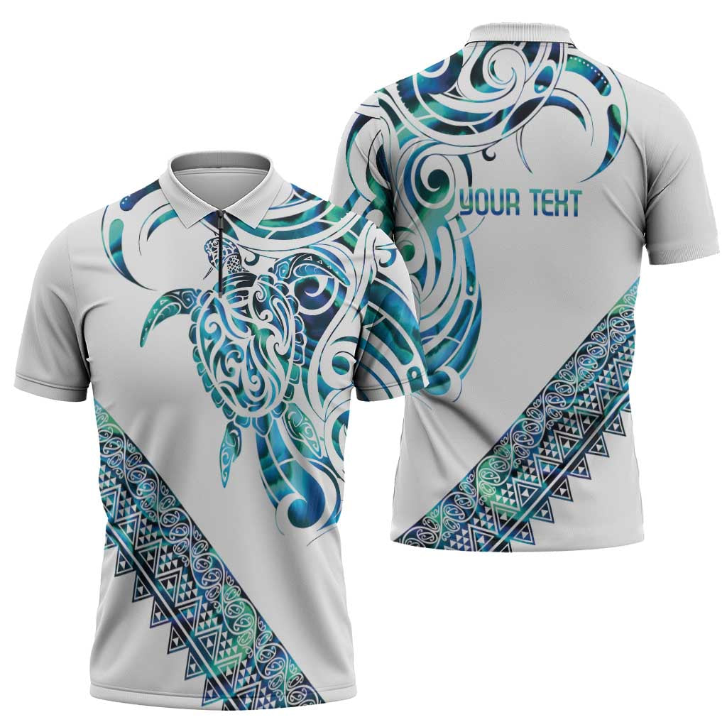 Kahui Whetu Paua shell Kowhaiwhai Taniko Personalised Zipper Polo Shirt Turtle Tattoo Maori Tribal Style LT9 - Polynesian Pride