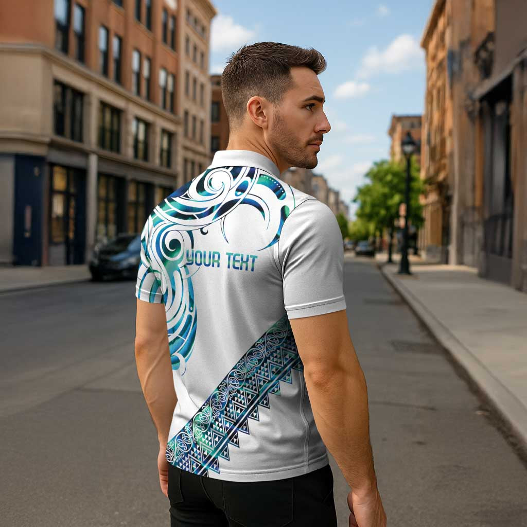 Kahui Whetu Paua shell Kowhaiwhai Taniko Personalised Zipper Polo Shirt Turtle Tattoo Maori Tribal Style LT9 - Polynesian Pride