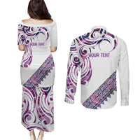 Mawhero Paua shell Kowhaiwhai Taniko Personalised Couples Matching Puletasi and Long Sleeve Button Shirt Turtle Tattoo Maori Tribal Style LT9 - Polynesian Pride