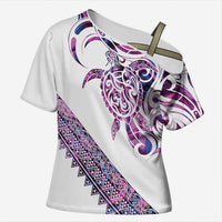 Mawhero Paua shell Kowhaiwhai Taniko Personalised Cross Shoulder Shirt Turtle Tattoo Maori Tribal Style LT9 Female Pink - Polynesian Pride