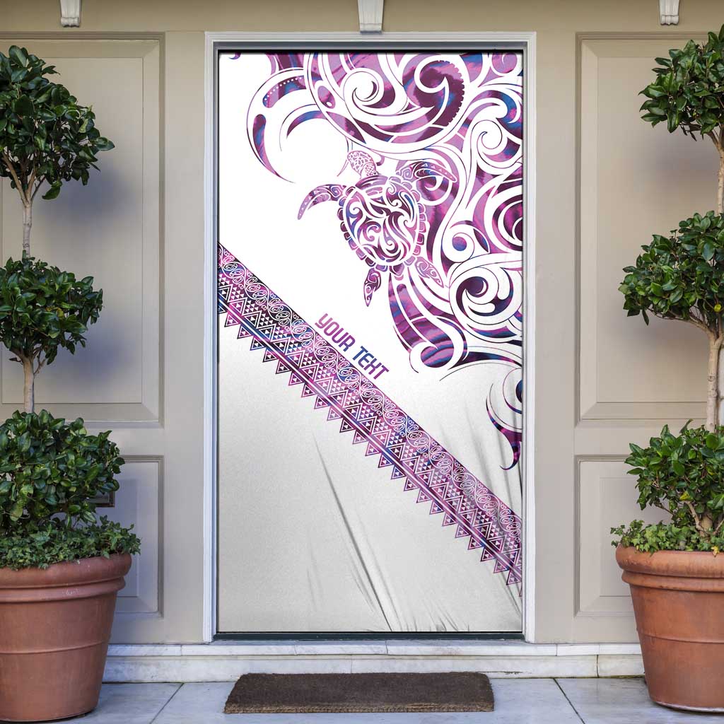 Mawhero Paua shell Kowhaiwhai Taniko Personalised Door Cover Turtle Tattoo Maori Tribal Style LT9 Pink - Polynesian Pride