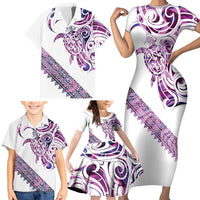 Mawhero Paua shell Kowhaiwhai Taniko Personalised Family Matching Short Sleeve Bodycon Dress and Hawaiian Shirt Turtle Tattoo Maori Tribal Style LT9 - Polynesian Pride