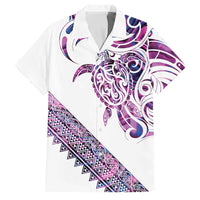 Mawhero Paua shell Kowhaiwhai Taniko Personalised Family Matching Summer Maxi Dress and Hawaiian Shirt Turtle Tattoo Maori Tribal Style LT9 Dad's Shirt - Short Sleeve Pink - Polynesian Pride