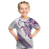 Mawhero Paua shell Kowhaiwhai Taniko Personalised Kid T Shirt Turtle Tattoo Maori Tribal Style LT9 Pink - Polynesian Pride