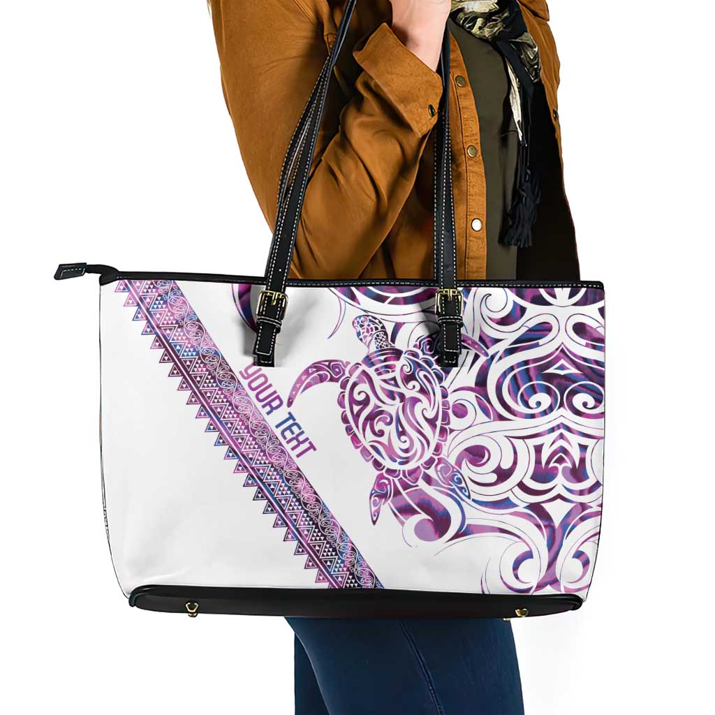 Mawhero Paua shell Kowhaiwhai Taniko Personalised Leather Tote Bag Turtle Tattoo Maori Tribal Style LT9 - Polynesian Pride