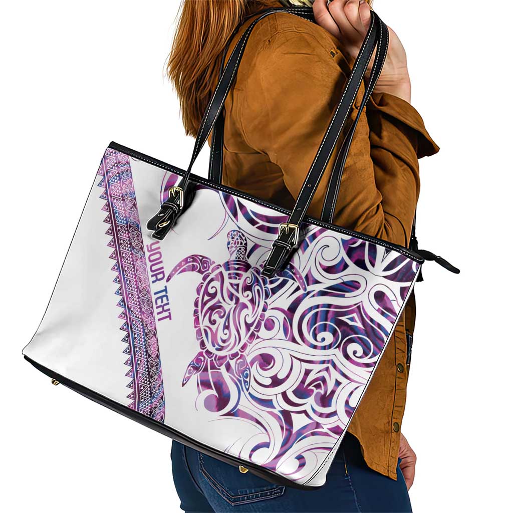 Mawhero Paua shell Kowhaiwhai Taniko Personalised Leather Tote Bag Turtle Tattoo Maori Tribal Style LT9 - Polynesian Pride