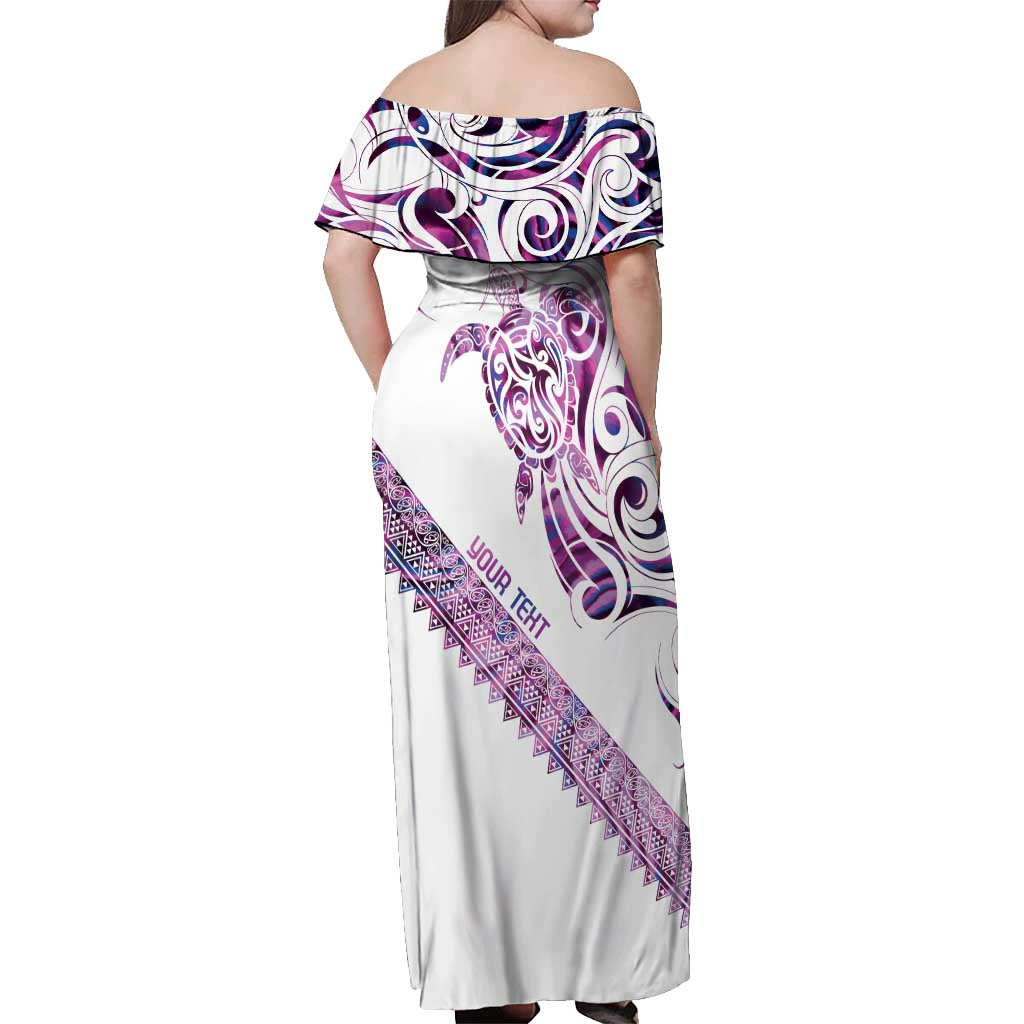 Mawhero Paua shell Kowhaiwhai Taniko Personalised Off Shoulder Maxi Dress Turtle Tattoo Maori Tribal Style LT9 - Polynesian Pride