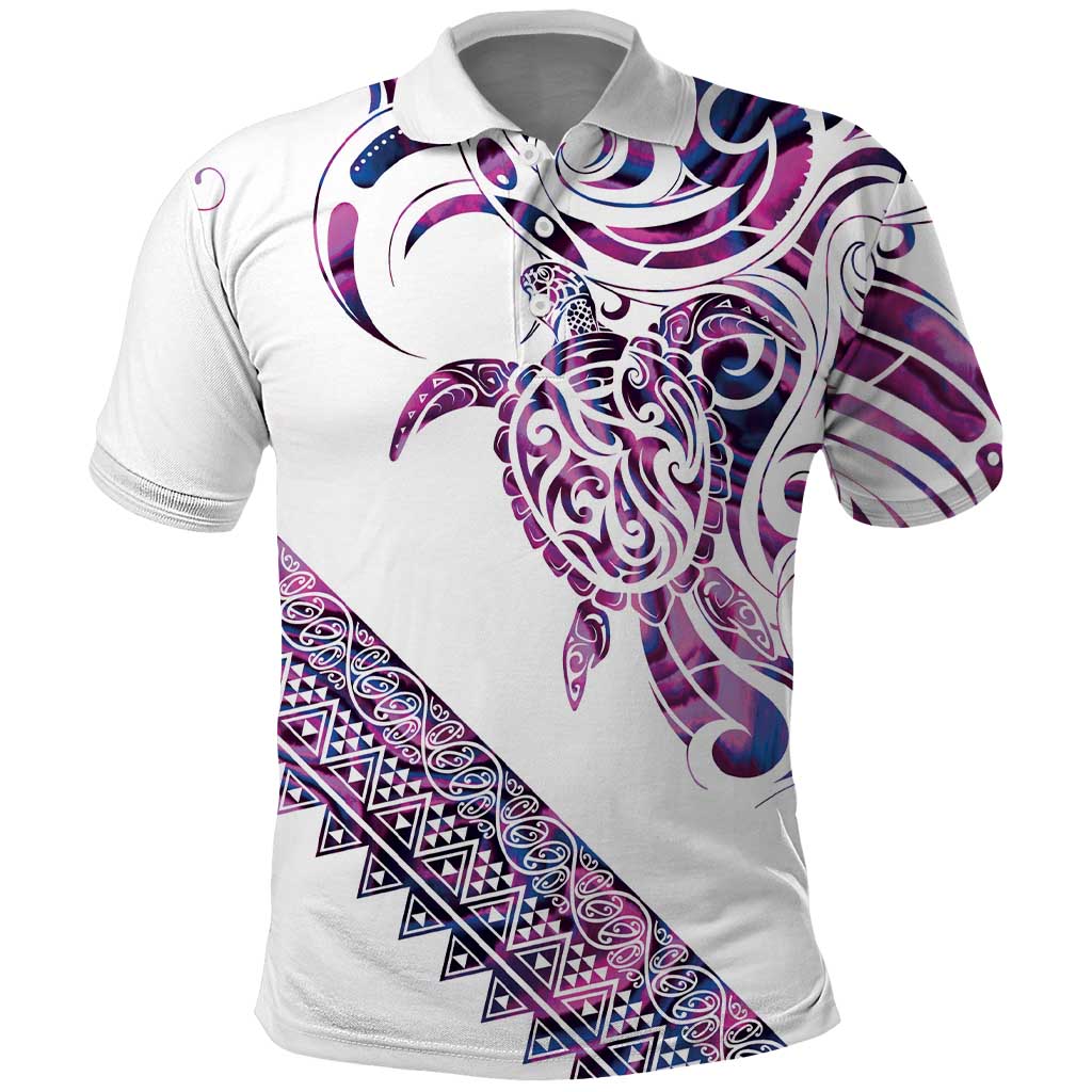 Mawhero Paua shell Kowhaiwhai Taniko Personalised Polo Shirt Turtle Tattoo Maori Tribal Style LT9 Pink - Polynesian Pride