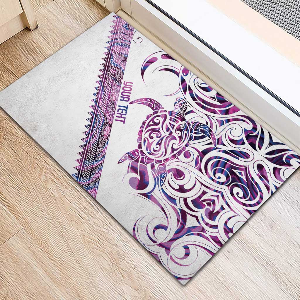 Mawhero Paua shell Kowhaiwhai Taniko Personalised Rubber Doormat Turtle Tattoo Maori Tribal Style