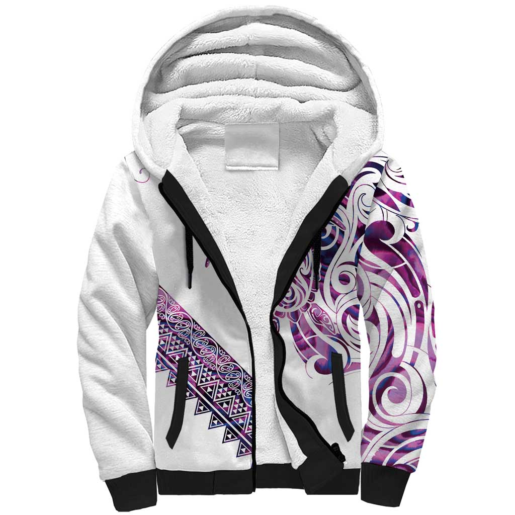 Mawhero Paua shell Kowhaiwhai Taniko Personalised Sherpa Hoodie Turtle Tattoo Maori Tribal Style LT9 Unisex Pink - Polynesian Pride