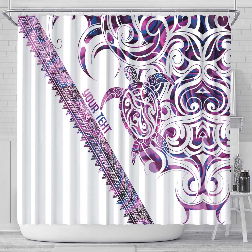 Mawhero Paua shell Kowhaiwhai Taniko Personalised Shower Curtain Turtle Tattoo Maori Tribal Style LT9 - Polynesian Pride