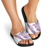 Mawhero Paua shell Kowhaiwhai Taniko Personalised Slide Sandals Turtle Tattoo Maori Tribal Style