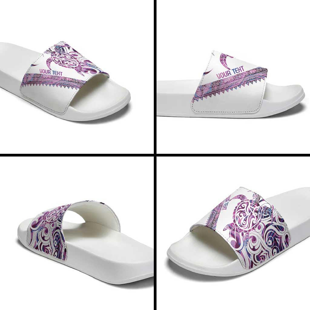 Mawhero Paua shell Kowhaiwhai Taniko Personalised Slide Sandals Turtle Tattoo Maori Tribal Style