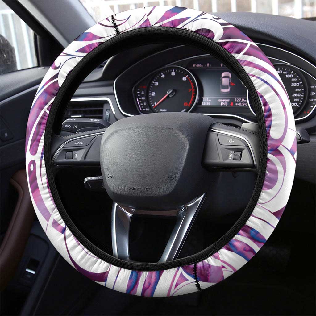 Mawhero Paua shell Kowhaiwhai Taniko Steering Wheel Cover Turtle Tattoo Maori Tribal Style LT9 - Polynesian Pride