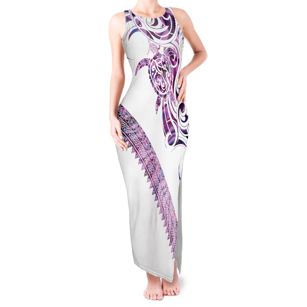 Mawhero Paua shell Kowhaiwhai Taniko Personalised Tank Maxi Dress Turtle Tattoo Maori Tribal Style LT9 Women Pink - Polynesian Pride