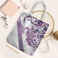 Mawhero Paua shell Kowhaiwhai Taniko Personalised Tote Bag Turtle Tattoo Maori Tribal Style LT9 White Strap One Size Pink - Polynesian Pride