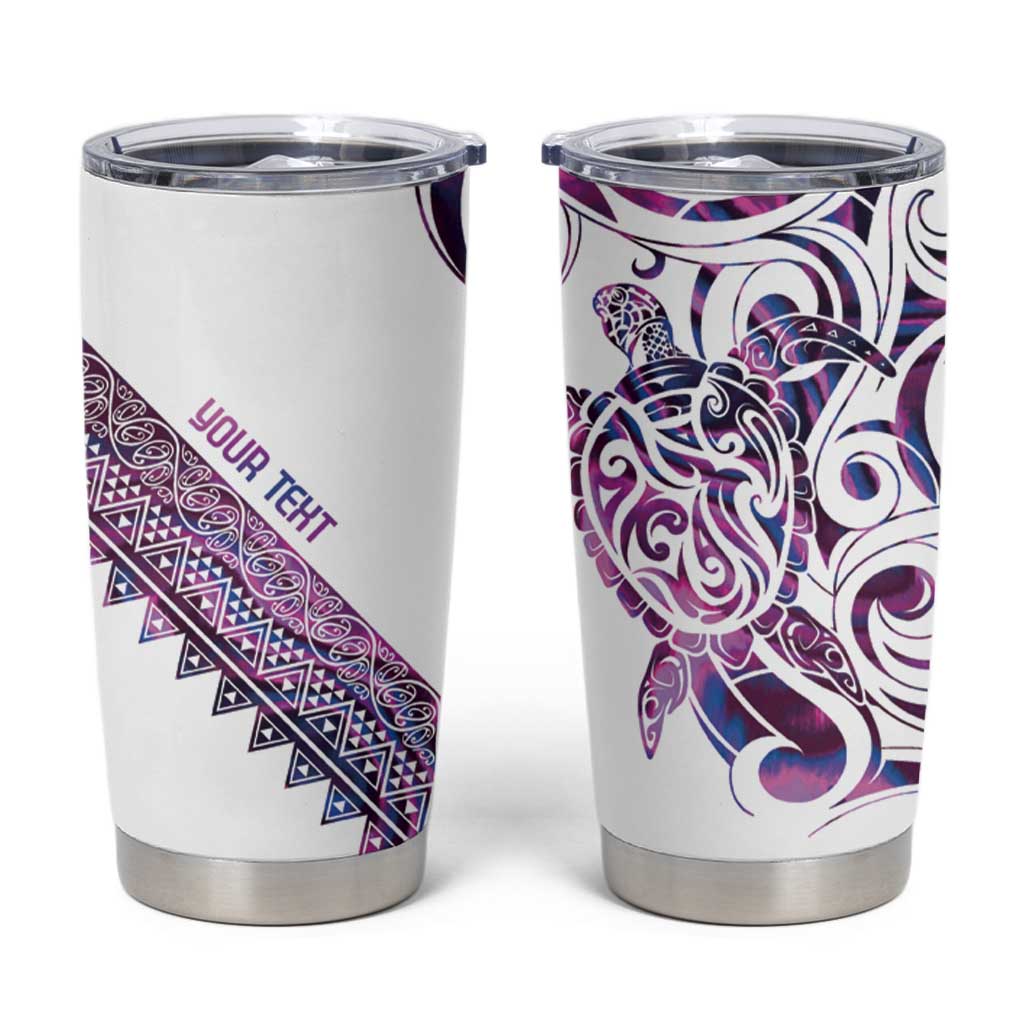 Mawhero Paua shell Kowhaiwhai Taniko Personalised Tumbler Cup Turtle Tattoo Maori Tribal Style LT9 Pink - Polynesian Pride