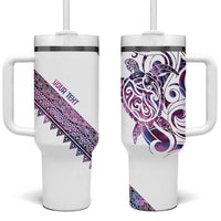 Mawhero Paua shell Kowhaiwhai Taniko Personalised Tumbler With Handle Turtle Tattoo Maori Tribal Style LT9 One Size: 40 oz Pink - Polynesian Pride