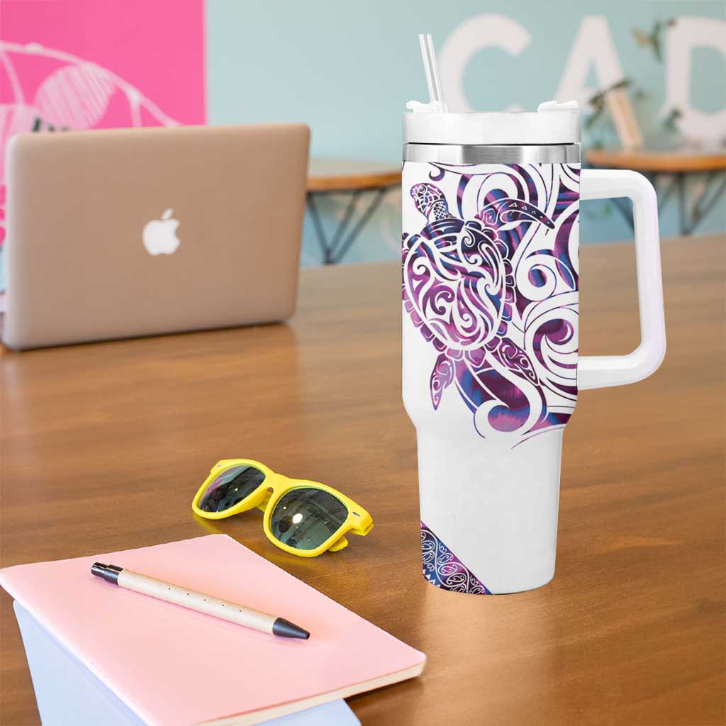 Mawhero Paua shell Kowhaiwhai Taniko Personalised Tumbler With Handle Turtle Tattoo Maori Tribal Style LT9 - Polynesian Pride