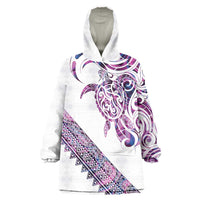 Mawhero Paua shell Kowhaiwhai Taniko Personalised Wearable Blanket Hoodie Turtle Tattoo Maori Tribal Style LT9 One Size Pink - Polynesian Pride