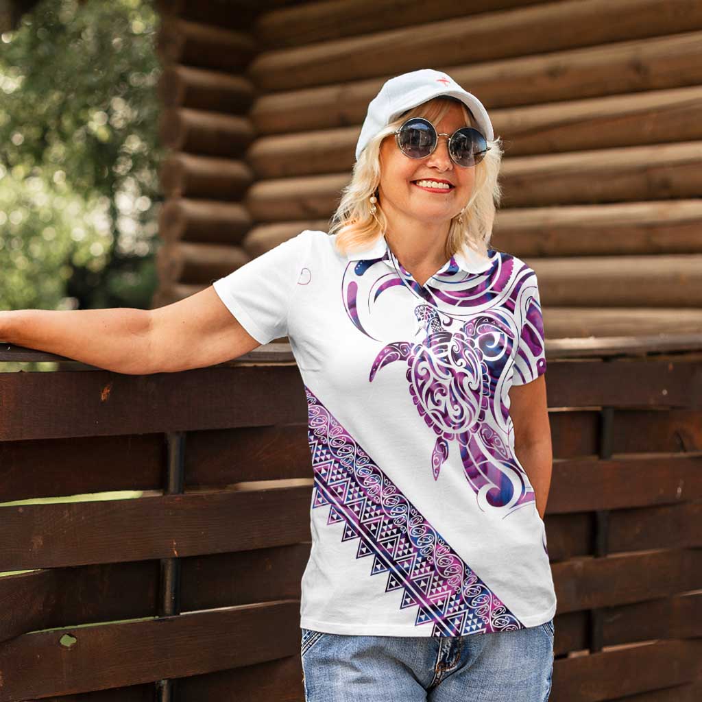 Mawhero Paua shell Kowhaiwhai Taniko Personalised Women Polo Shirt Turtle Tattoo Maori Tribal Style LT9 - Polynesian Pride