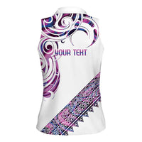 Mawhero Paua shell Kowhaiwhai Taniko Personalised Women Sleeveless Polo Shirt Turtle Tattoo Maori Tribal Style LT9 - Polynesian Pride