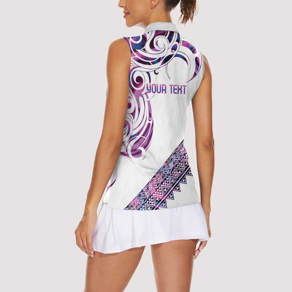 Mawhero Paua shell Kowhaiwhai Taniko Personalised Women Sleeveless Polo Shirt Turtle Tattoo Maori Tribal Style LT9 - Polynesian Pride