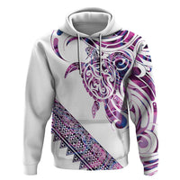 Mawhero Paua shell Kowhaiwhai Taniko Personalised Zip Hoodie Turtle Tattoo Maori Tribal Style LT9 Pullover Hoodie Pink - Polynesian Pride