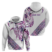 Mawhero Paua shell Kowhaiwhai Taniko Personalised Zip Hoodie Turtle Tattoo Maori Tribal Style LT9 - Polynesian Pride