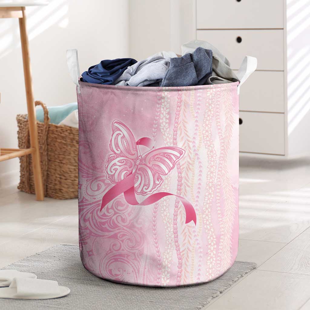 Breast Cancer Awareness Laundry Basket Maile Pikake Lokelani Crown Flower Lei Inspired