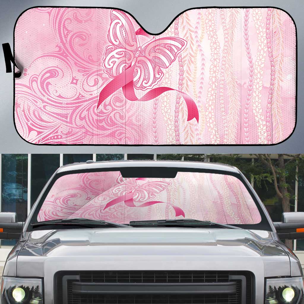Breast Cancer Awareness Auto Sun Shade Maile Pikake Lokelani Crown Flower Lei Inspired