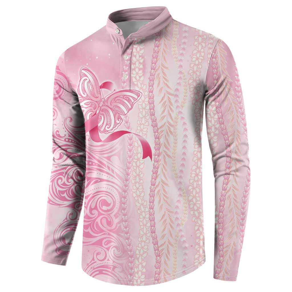 Breast Cancer Awareness Button Sweatshirt Maile Pikake Lokelani Crown Flower Lei Inspired