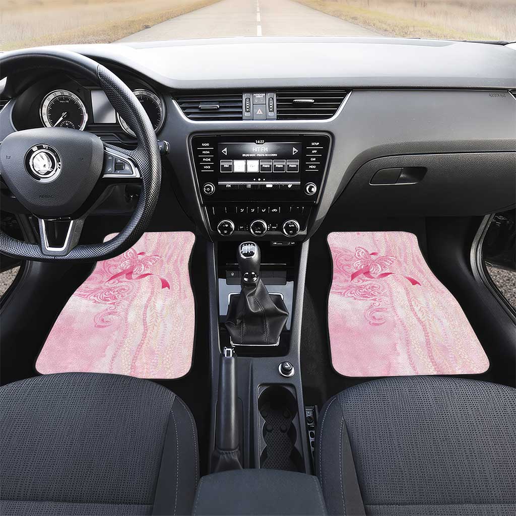 Breast Cancer Awareness Car Mats Maile Pikake Lokelani Crown Flower Lei Inspired