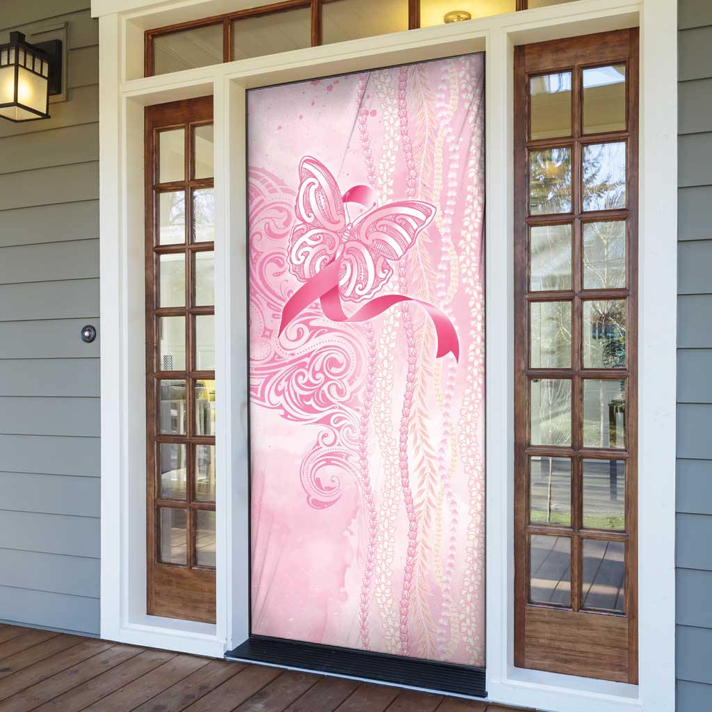 Breast Cancer Awareness Door Cover Maile Pikake Lokelani Crown Flower Lei Inspired LT9 - Polynesian Pride