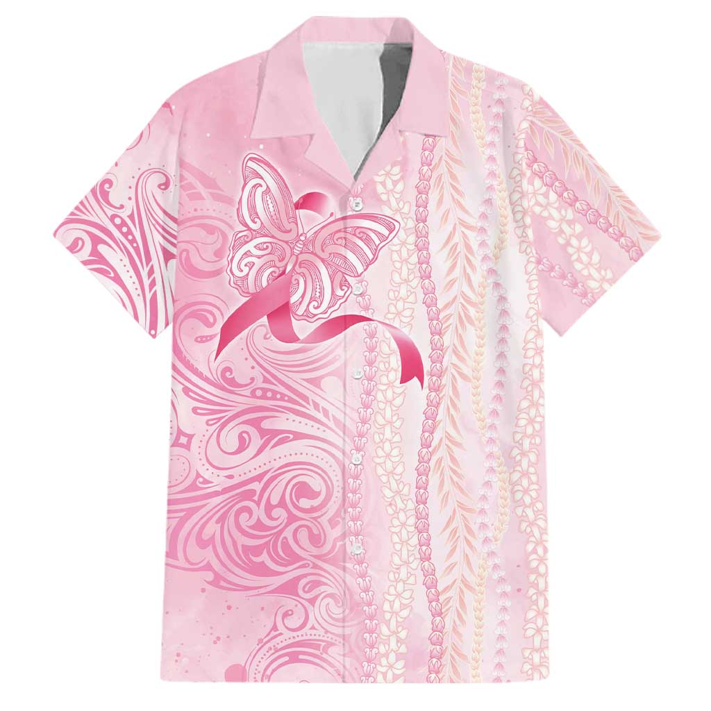 Breast Cancer Awareness Family Matching Long Sleeve Bodycon Dress and Hawaiian Shirt Maile Pikake Lokelani Crown Flower Lei Inspired LT9 Dad's Shirt - Short Sleeve Pink - Polynesian Pride