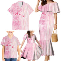 Breast Cancer Awareness Family Matching Mermaid Dress and Hawaiian Shirt Maile Pikake Lokelani Crown Flower Lei Inspired LT9 - Polynesian Pride