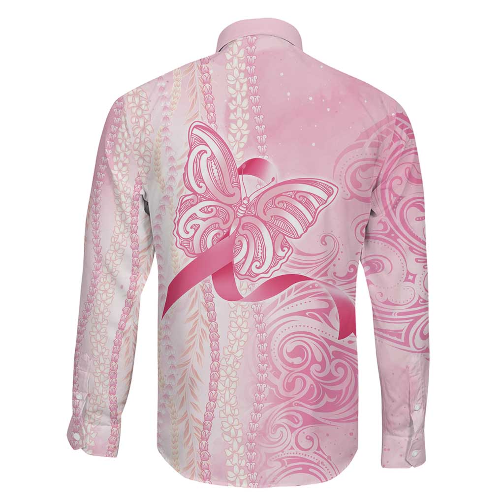 Breast Cancer Awareness Family Matching Off Shoulder Short Dress and Hawaiian Shirt Maile Pikake Lokelani Crown Flower Lei Inspired LT9 - Polynesian Pride