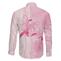 Breast Cancer Awareness Family Matching Off Shoulder Short Dress and Hawaiian Shirt Maile Pikake Lokelani Crown Flower Lei Inspired LT9 - Polynesian Pride