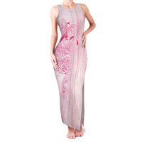 Breast Cancer Awareness Family Matching Tank Maxi Dress and Hawaiian Shirt Maile Pikake Lokelani Crown Flower Lei Inspired LT9 Mom's Dress Pink - Polynesian Pride