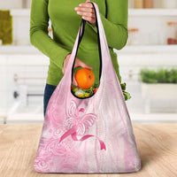 Breast Cancer Awareness Grocery Bag Maile Pikake Lokelani Crown Flower Lei Inspired