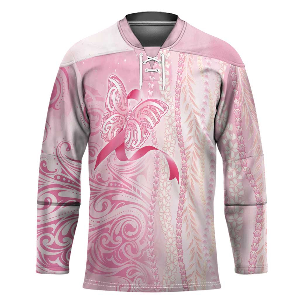 Breast Cancer Awareness Hockey Jersey Maile Pikake Lokelani Crown Flower Lei Inspired