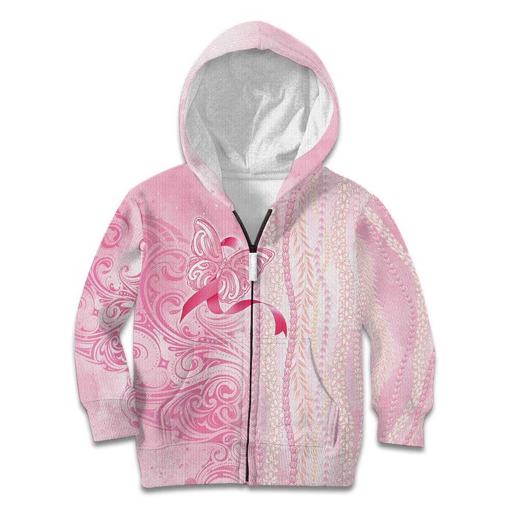 Breast Cancer Awareness Kid Hoodie Maile Pikake Lokelani Crown Flower Lei Inspired LT9 Zip Hoodie Pink - Polynesian Pride