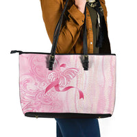 Breast Cancer Awareness Leather Tote Bag Maile Pikake Lokelani Crown Flower Lei Inspired