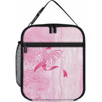 Breast Cancer Support Lunch Bag Maile Pikake Lokelani Crown Flower Lei Inspired LT9 10.2 × 8.3 × 4.3 inch Blue - Polynesian Pride
