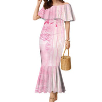 Breast Cancer Awareness Mermaid Dress Maile Pikake Lokelani Crown Flower Lei Inspired LT9 Women Pink - Polynesian Pride