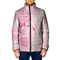 Breast Cancer Awareness Padded Jacket Maile Pikake Lokelani Crown Flower Lei Inspired LT9 Men Pink - Polynesian Pride