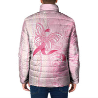 Breast Cancer Awareness Padded Jacket Maile Pikake Lokelani Crown Flower Lei Inspired LT9 - Polynesian Pride