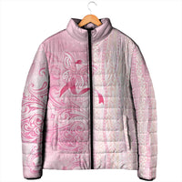 Breast Cancer Awareness Padded Jacket Maile Pikake Lokelani Crown Flower Lei Inspired LT9 - Polynesian Pride
